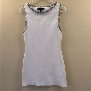 Zara Cream Tank Top with Silver Bead Trim